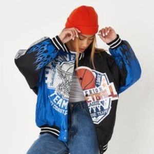 Missguided Oversized Contrast Varsity Bomber Jacket